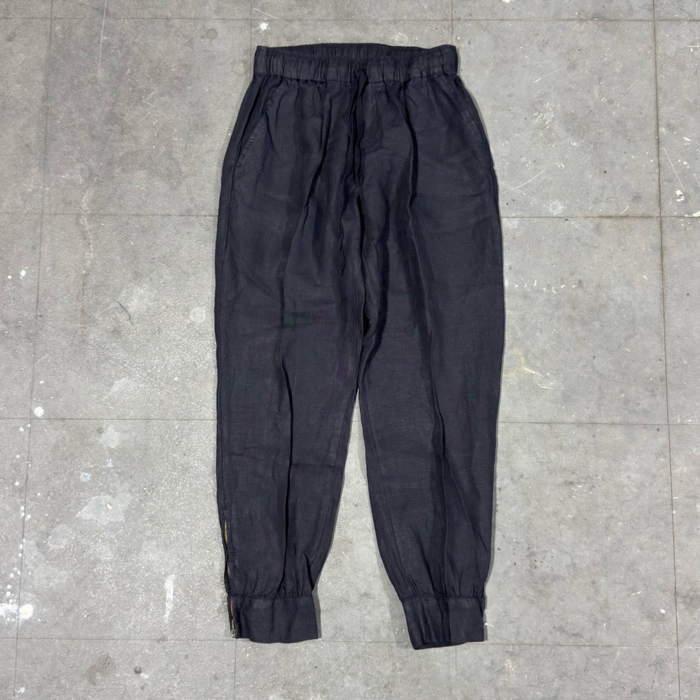 JOHNNY WAS Pete & Greta 100% LINEN Pants  Joggers XS Black lagenlook boho